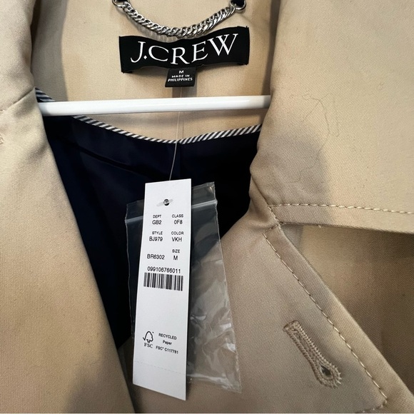 J.Crew Short Trench Jacket in Vintage Khaki Size Medium - Picture 6 of 12